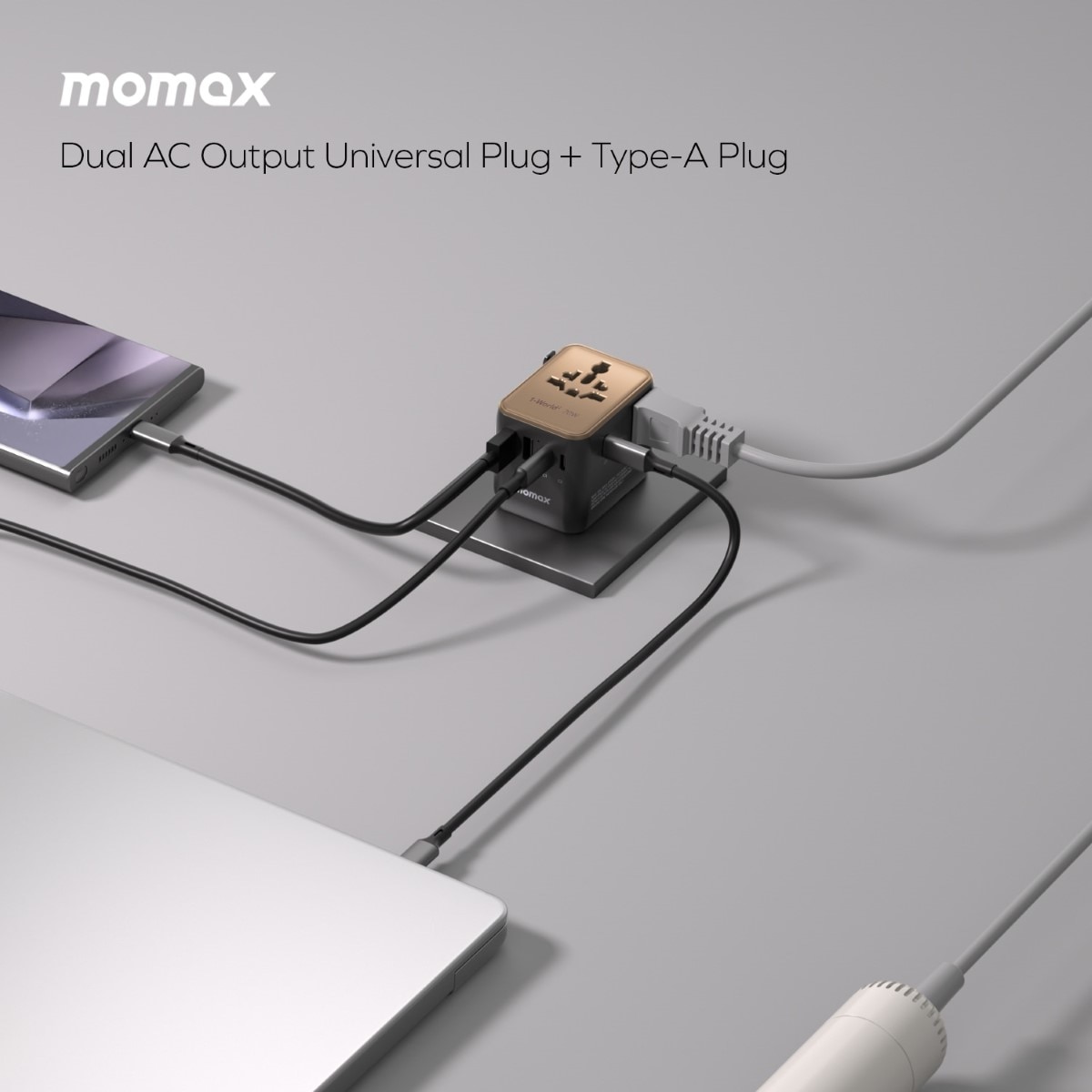Momax 1-World2 70W 5-插口雙AC旅行充電插座 UA22UK