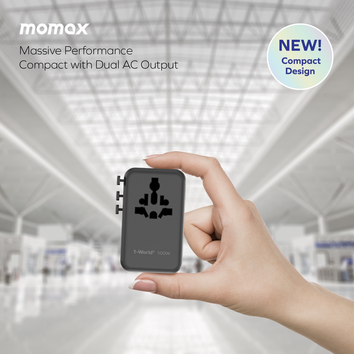 Momax 1-World2 100W 4-Port USB-C Dual AC Travel Adaptor UA23UK