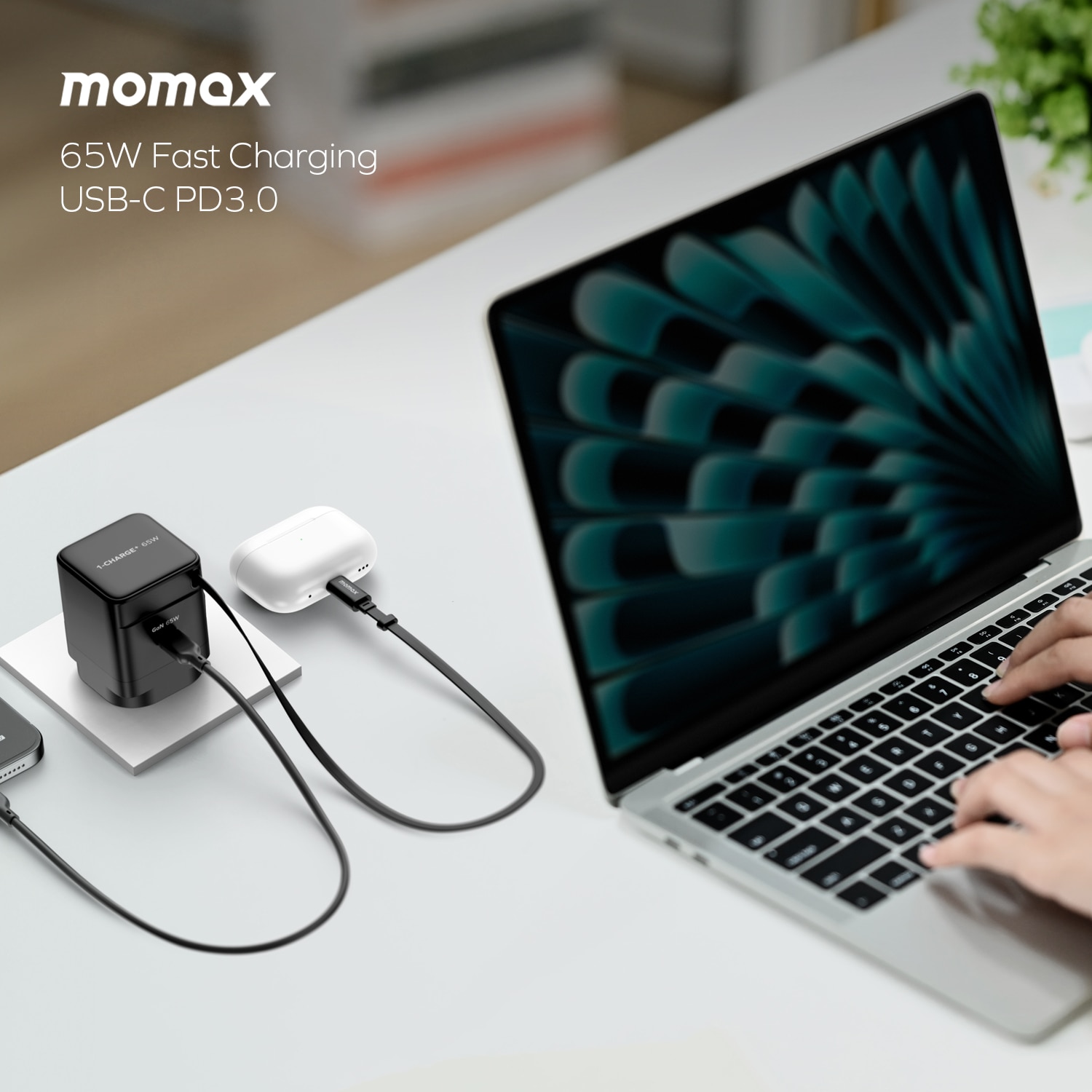 Momax 1-Charge+ 65W GaN單輸出及伸縮USB-C 線充電器