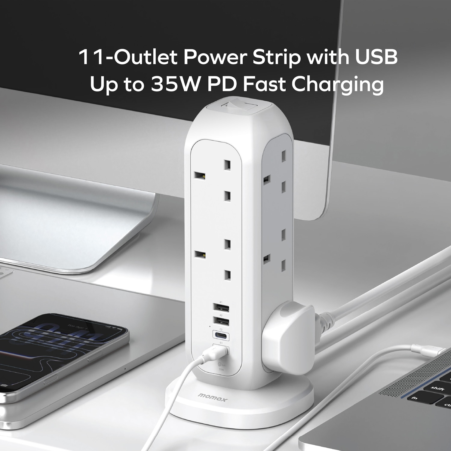 Momax US11A - ONEPLUG PD35W 2A2C 11位拖板