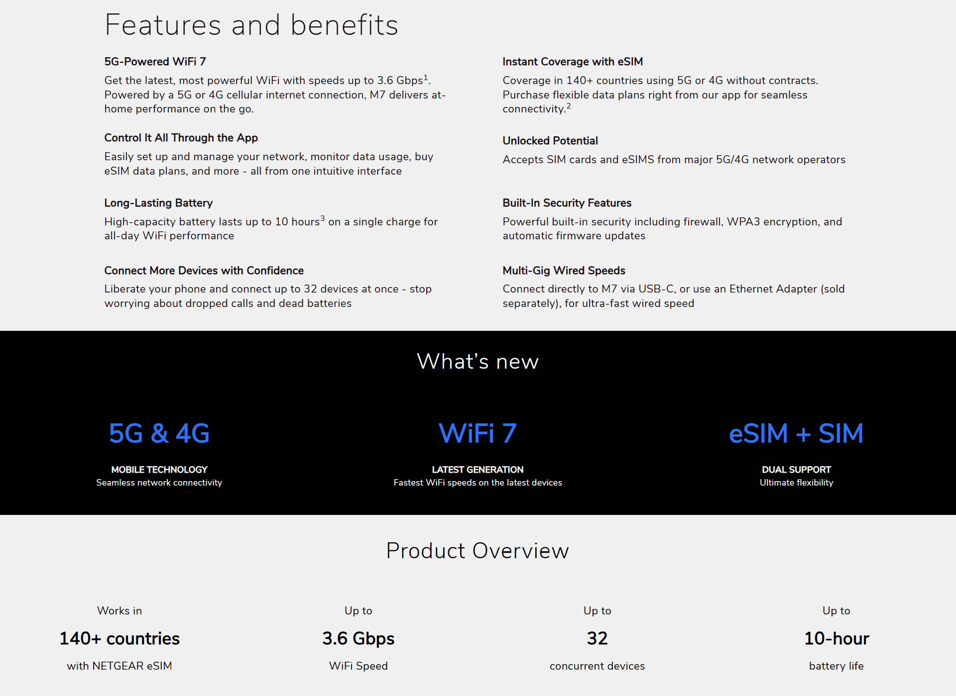 NETGEAR Nighthawk MH7150 M7 5G BE3600 WiFi 7 Mobile Hotspot Router