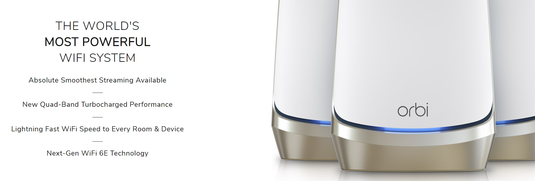 NETGEAR RBKE963B Orbi Mesh WiFi 6E 四頻無線系統 - 3 件裝 黑色
