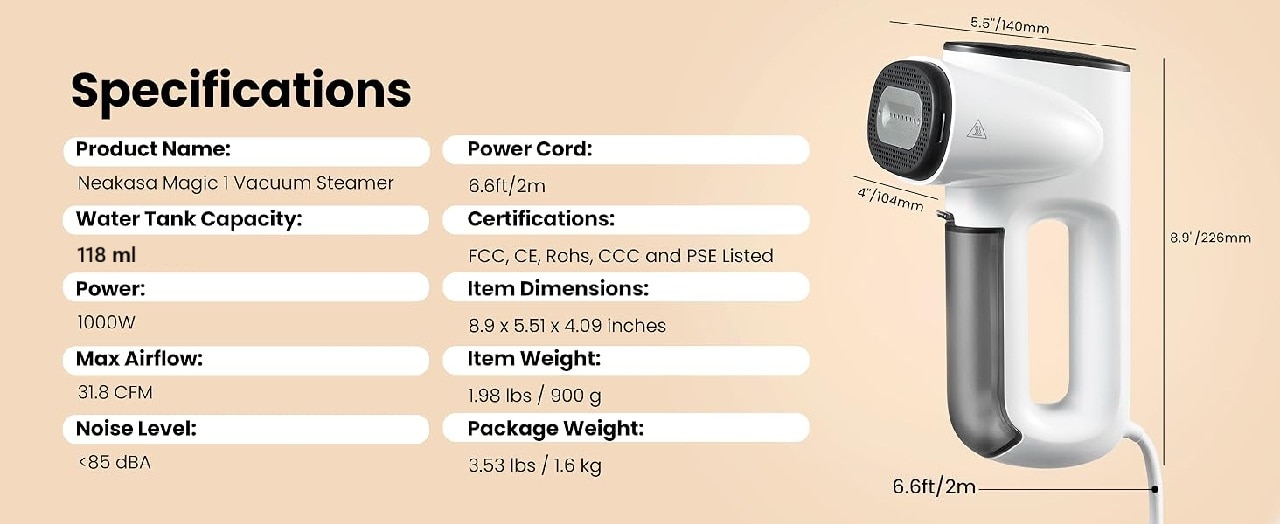 Neakasa HN0273WB Magic 1 自動吸附蒸氣掛熨機