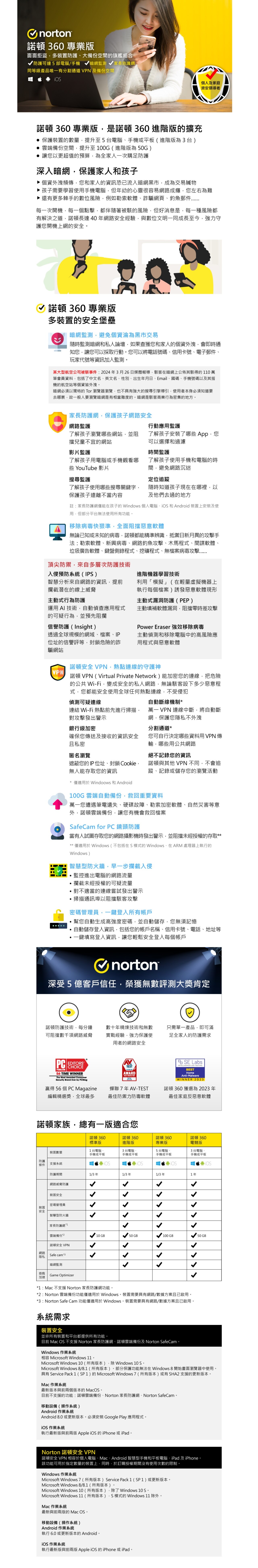 Norton 360 專業版1年1用戶5裝置實體版