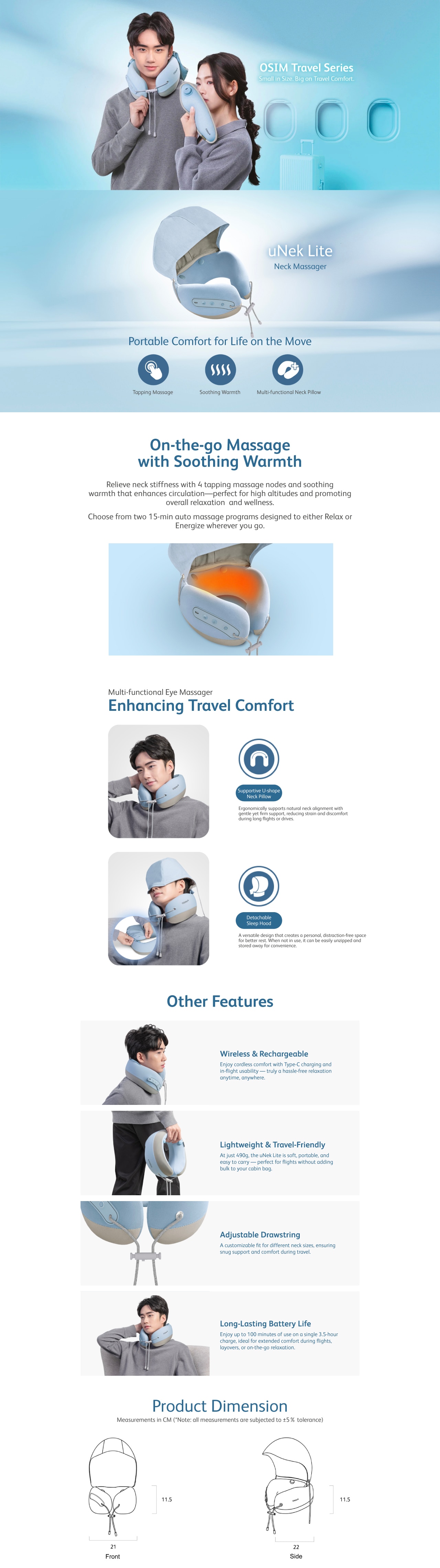 OSIM uNek Lite Massage Travel Pillow