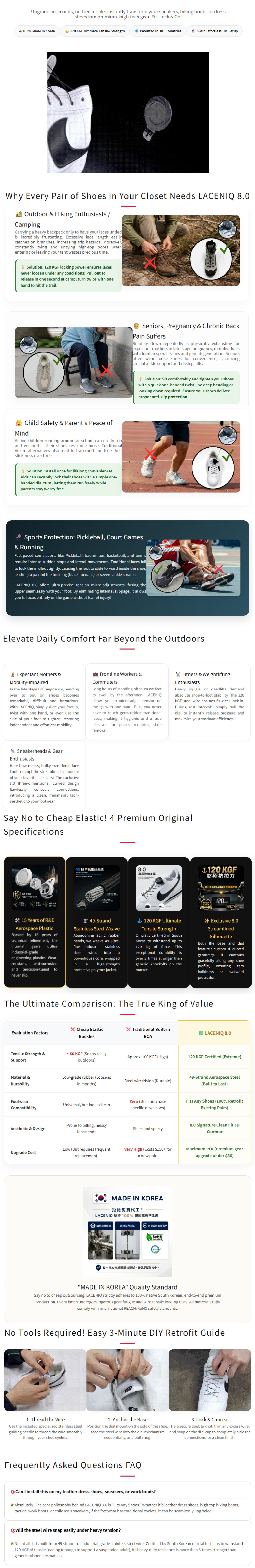 LACENIQ 8.0 Detaching Shoelacing System