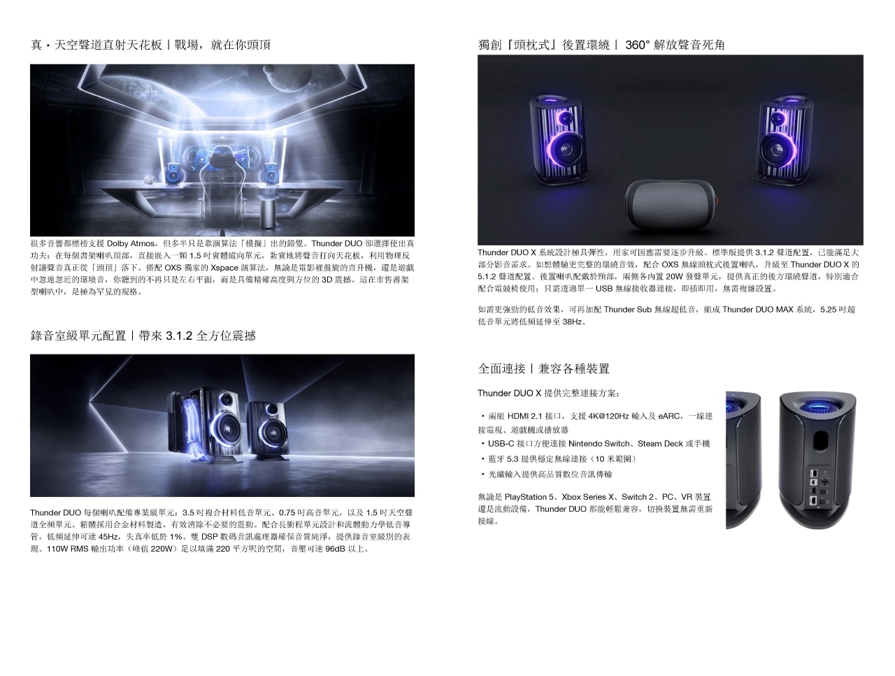 OXS Thunder DUO X 全景聲書架喇叭系統