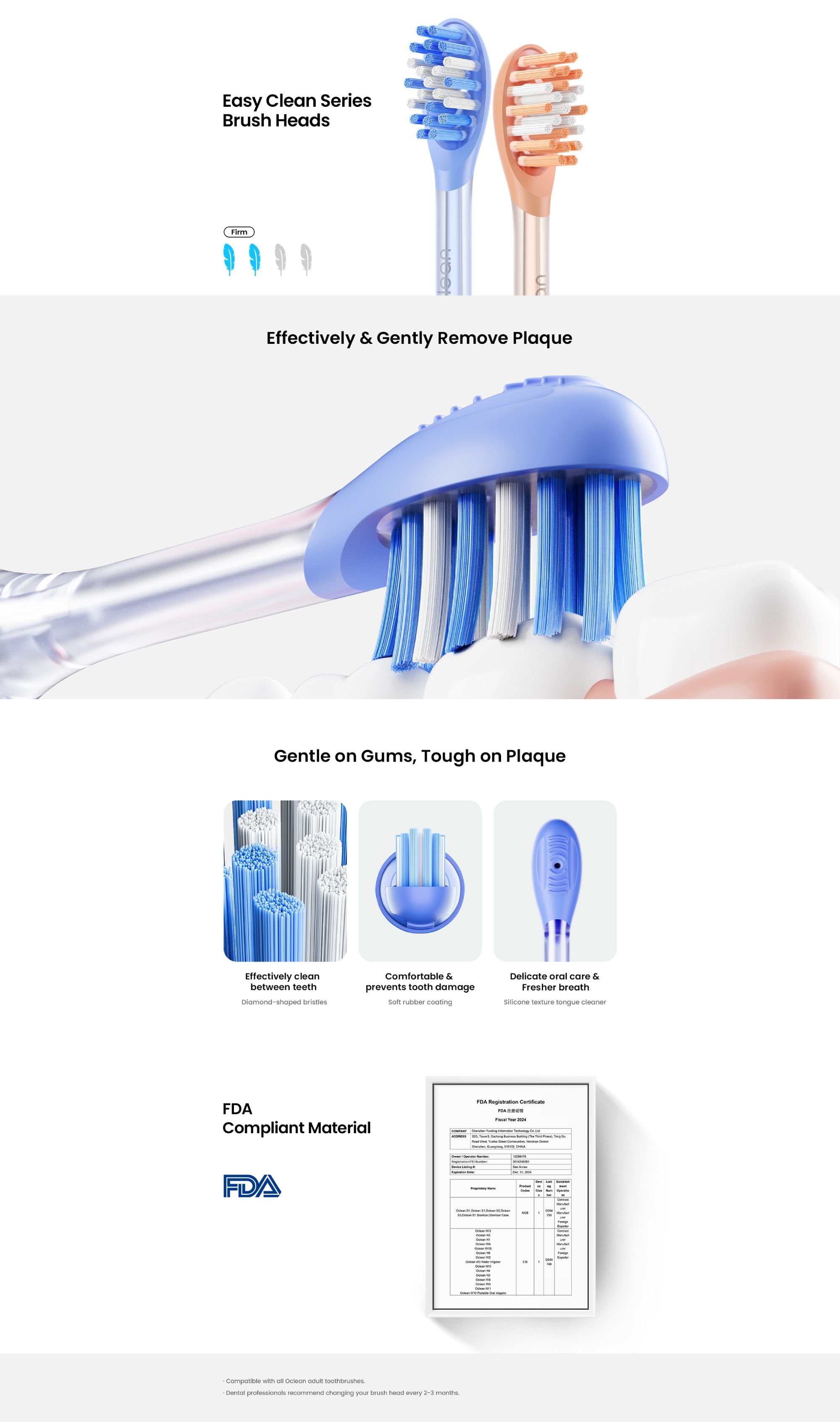 Oclean Easy Clean Brush Head