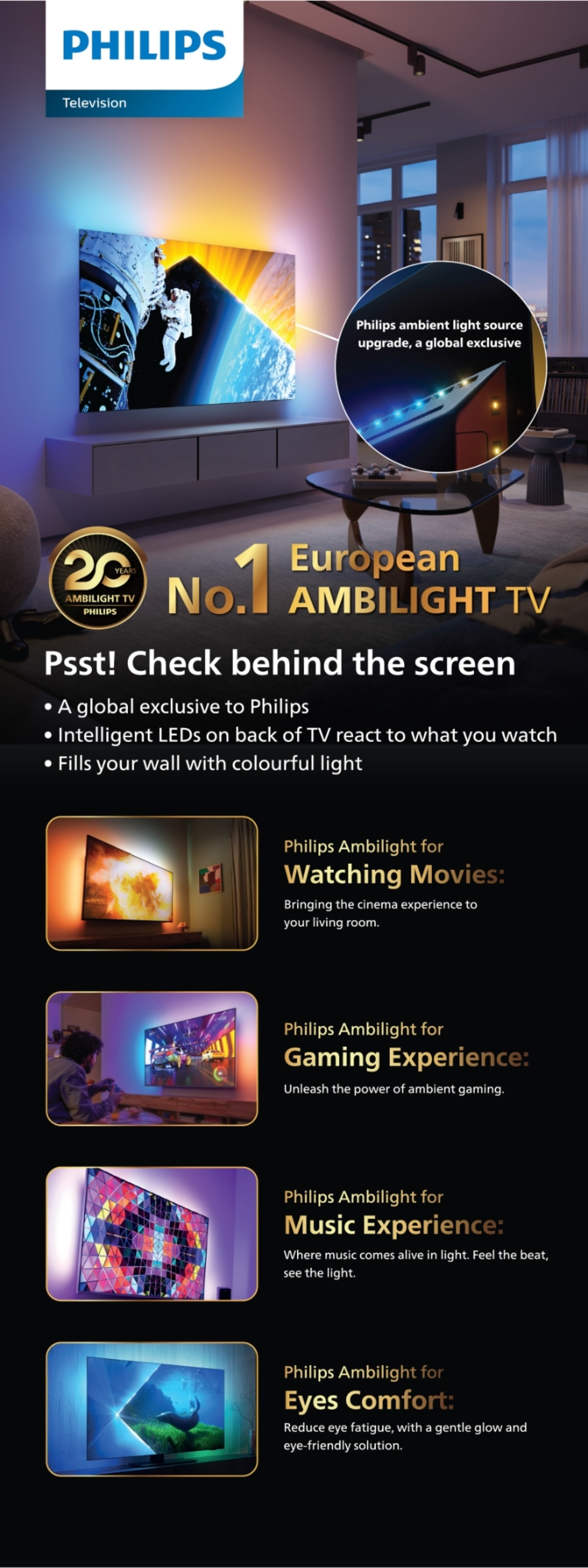 PHILIPS PML9109 144Hz 4K QD-Mini LED AMBILIGHT Smart Display Google TV