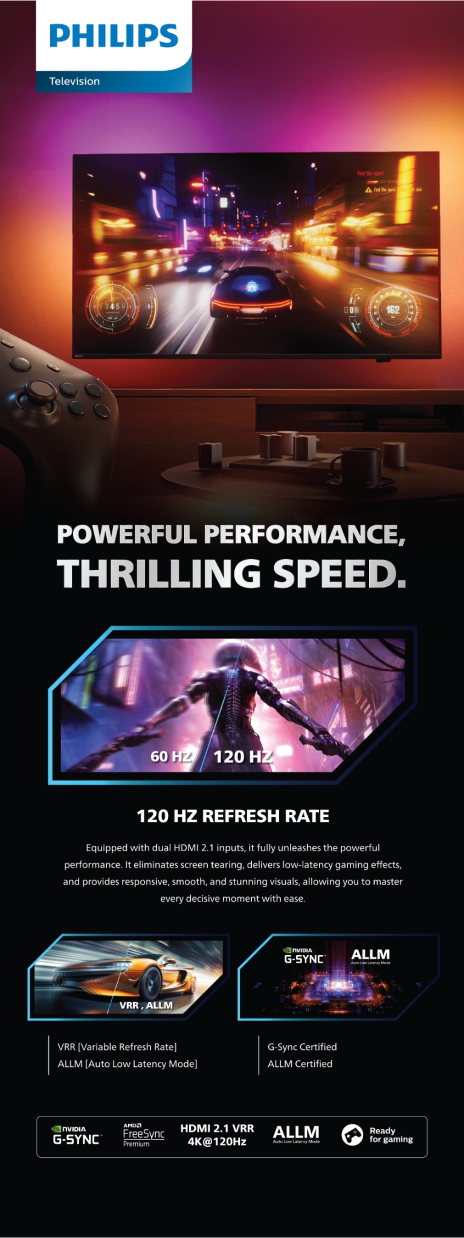 PHILIPS PML9109 144Hz 4K QD-Mini LED AMBILIGHT Smart Display Google TV