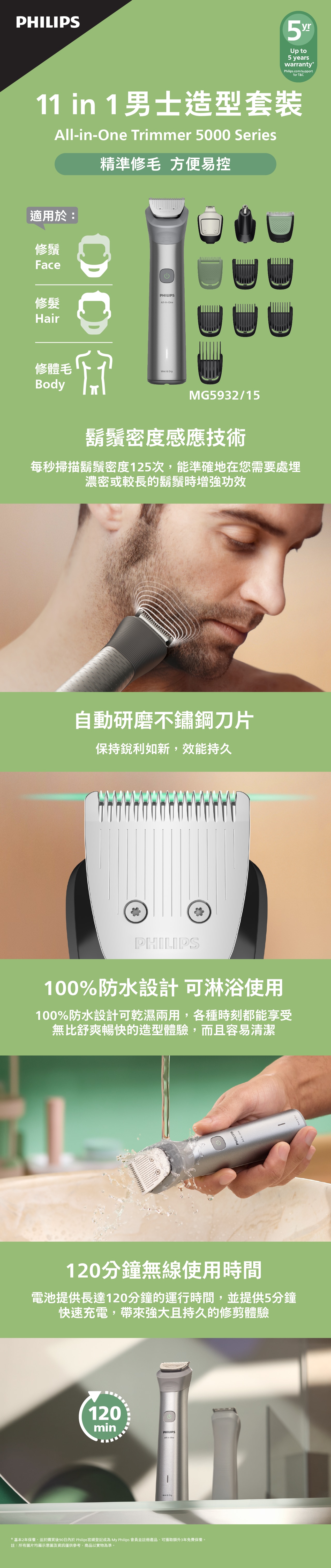 PHILIPS Multigroom 5000 Series Mutligroomer MG5932/15 Shaver