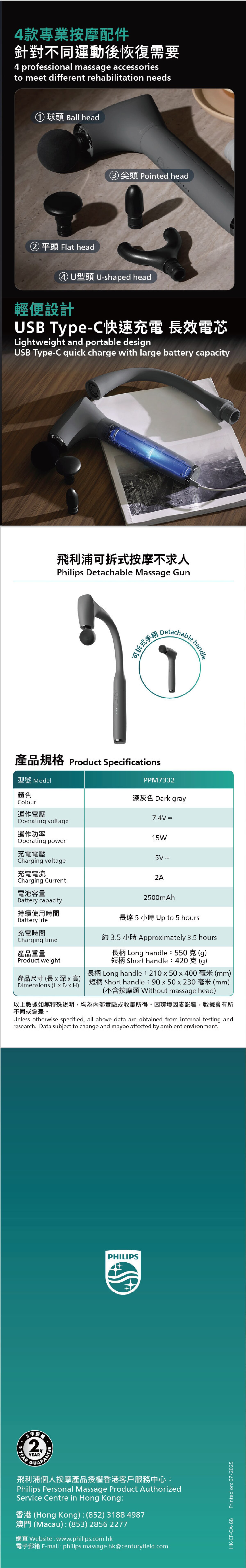 PHILIPS Detachable Massage Gun PPM7332DG/90