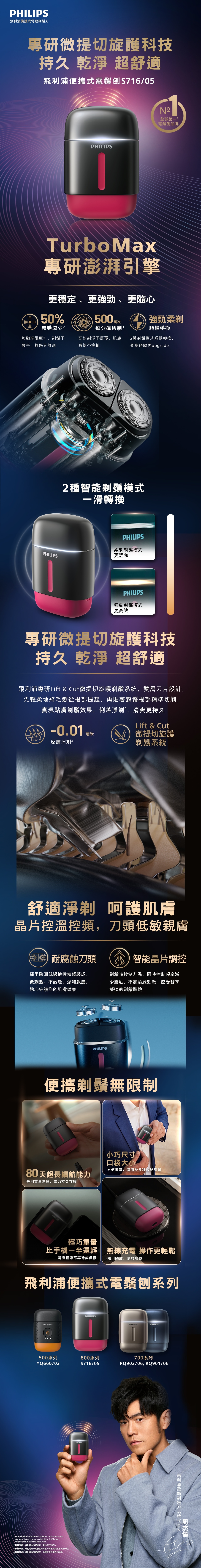 PHILIPS 飛利浦 S716/05 便攜式電鬚刨