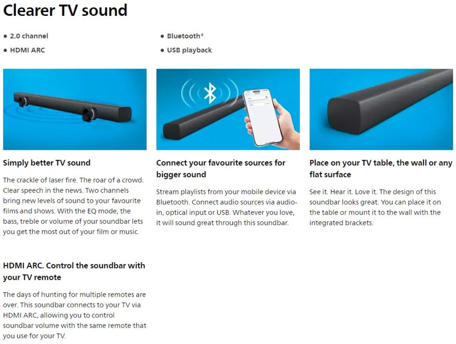 PHILIPS Philips Soundbar 2.0 TAB4208 Soundbar