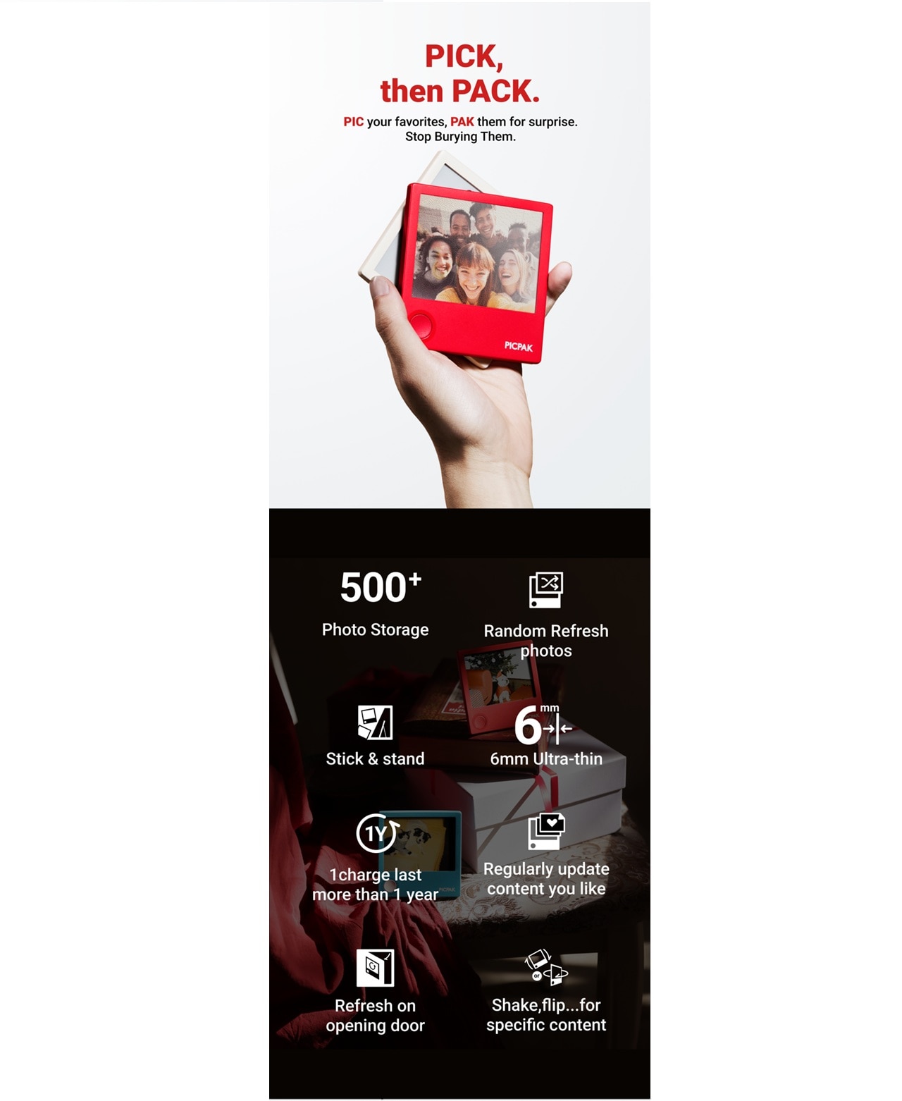 PICPAK Mini E-Ink Digital Photo Frame