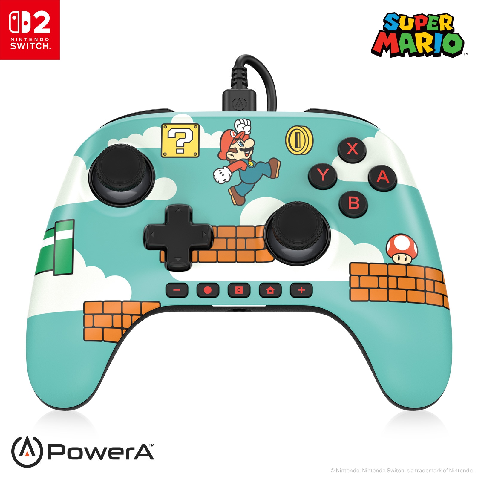 PowerA Nintendo Switch 2 Officially Licensed Advantage Wired Contrller - Mario Time (NSGP0527-01)