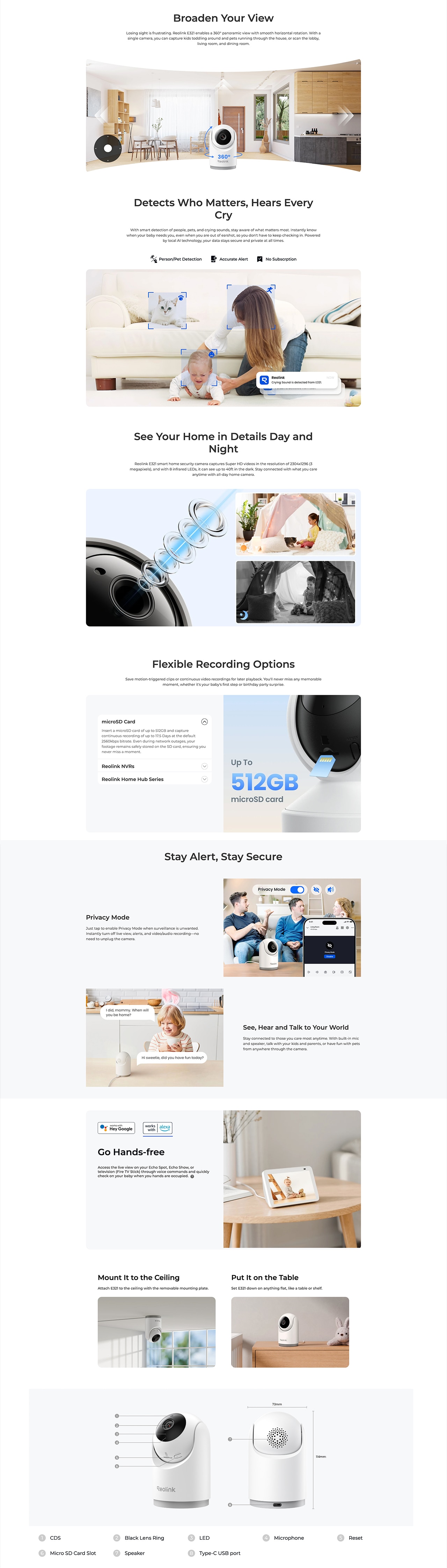 Reolink E321 室內雲台2K 家居鏡頭