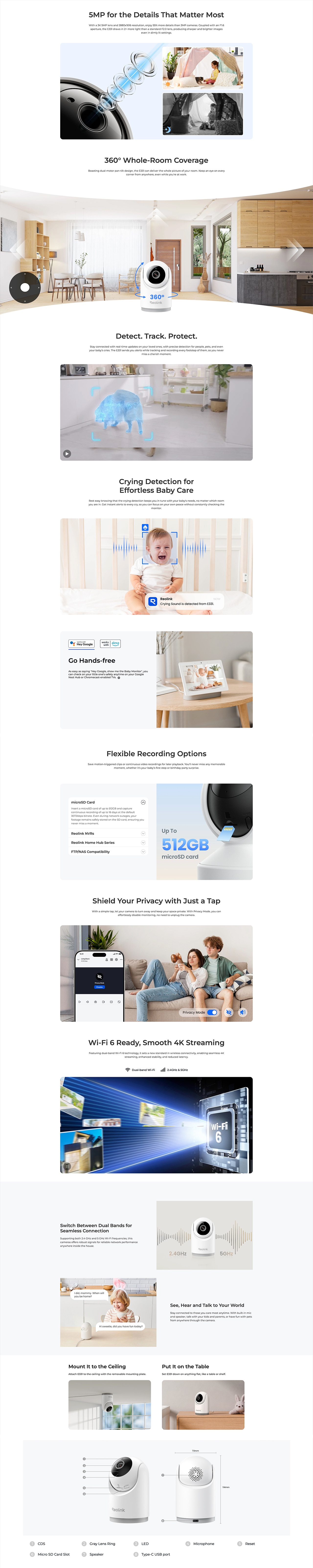 Reolink E331 室內雲台 2K+ 家居鏡頭