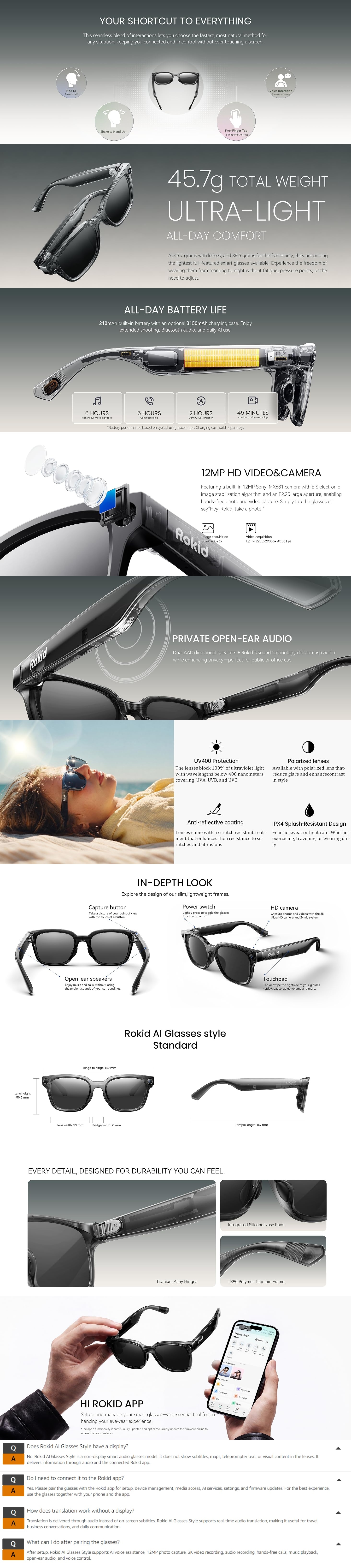 Rokid Ai Glasses Style 智能太陽眼鏡