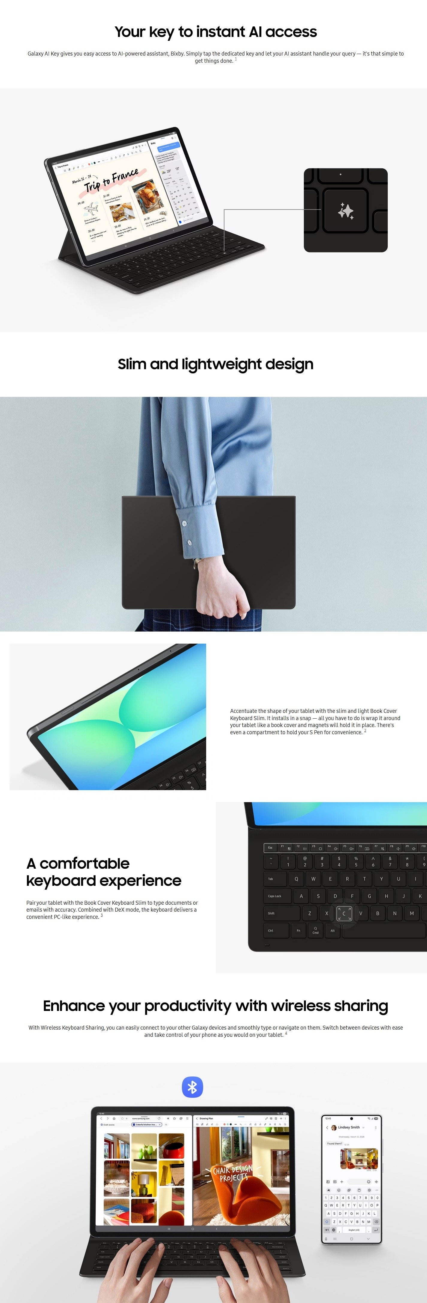 SAMSUNG Galaxy Tab S10FE+ Book Cover Keyboard Slim - AI Key