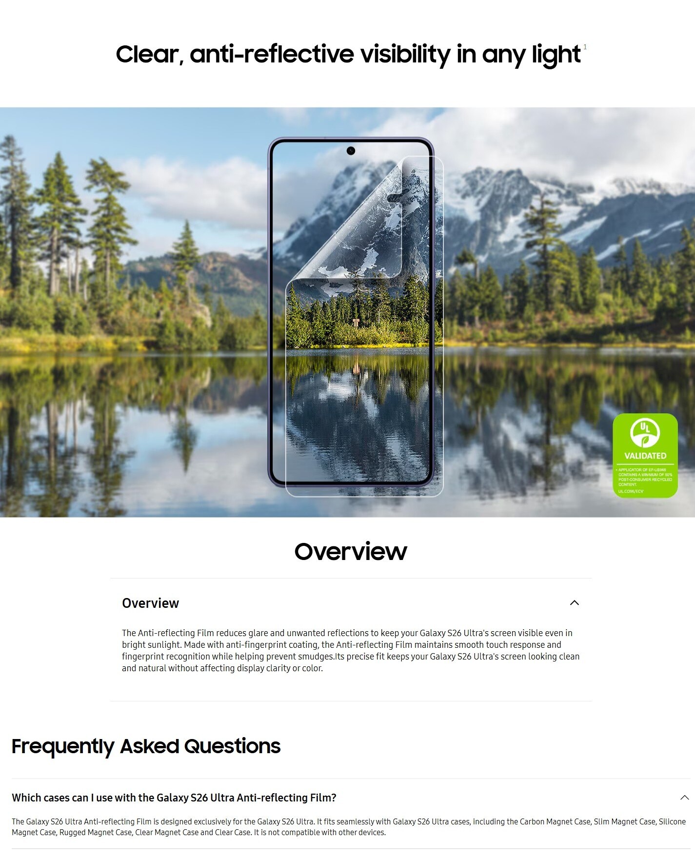 SAMSUNG Galaxy S26 Ultra Anti-Reflecting Screen Protector