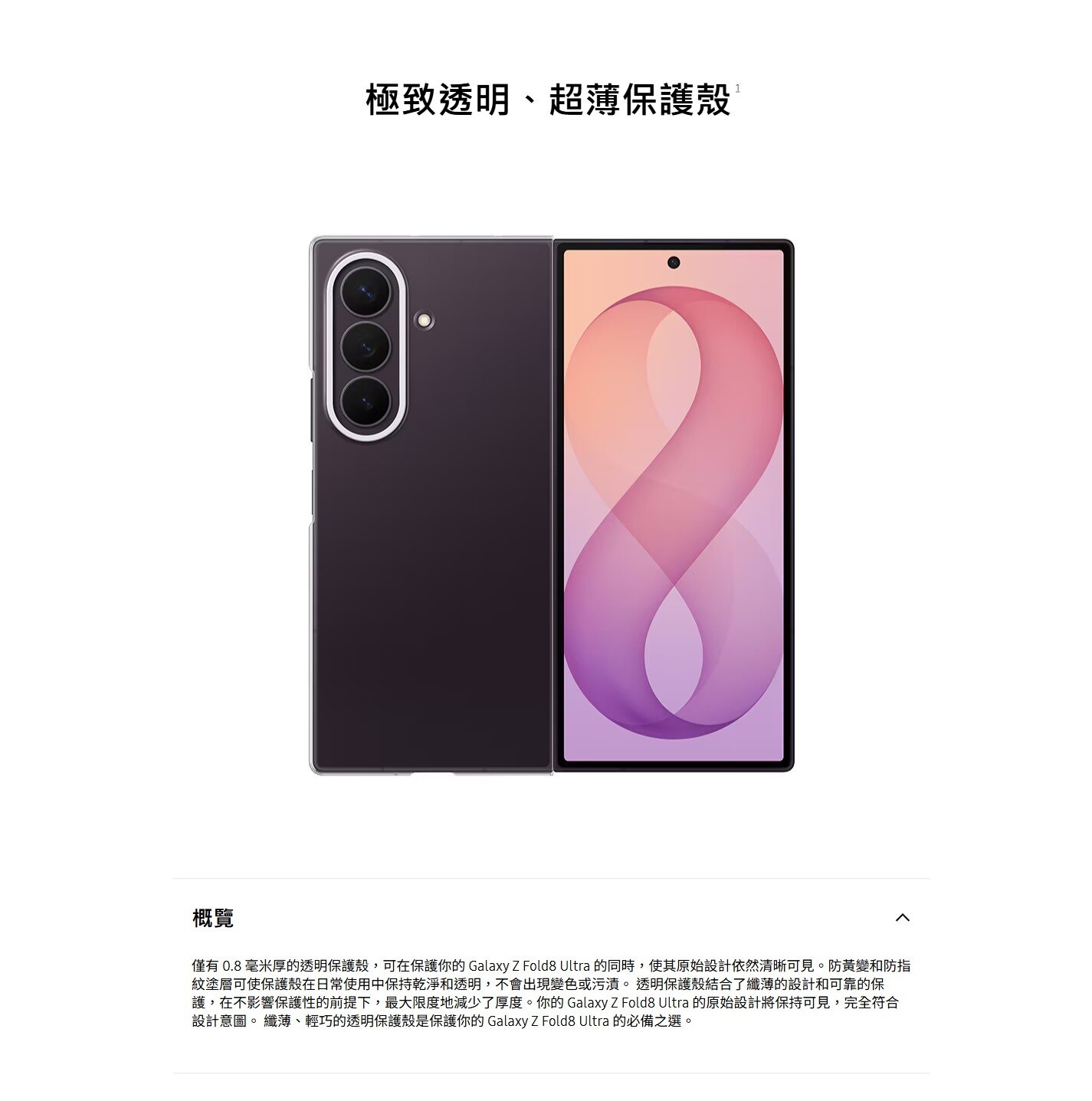 SAMSUNG 三星電子 Galaxy Z Fold8 Ultra 透明保護殼