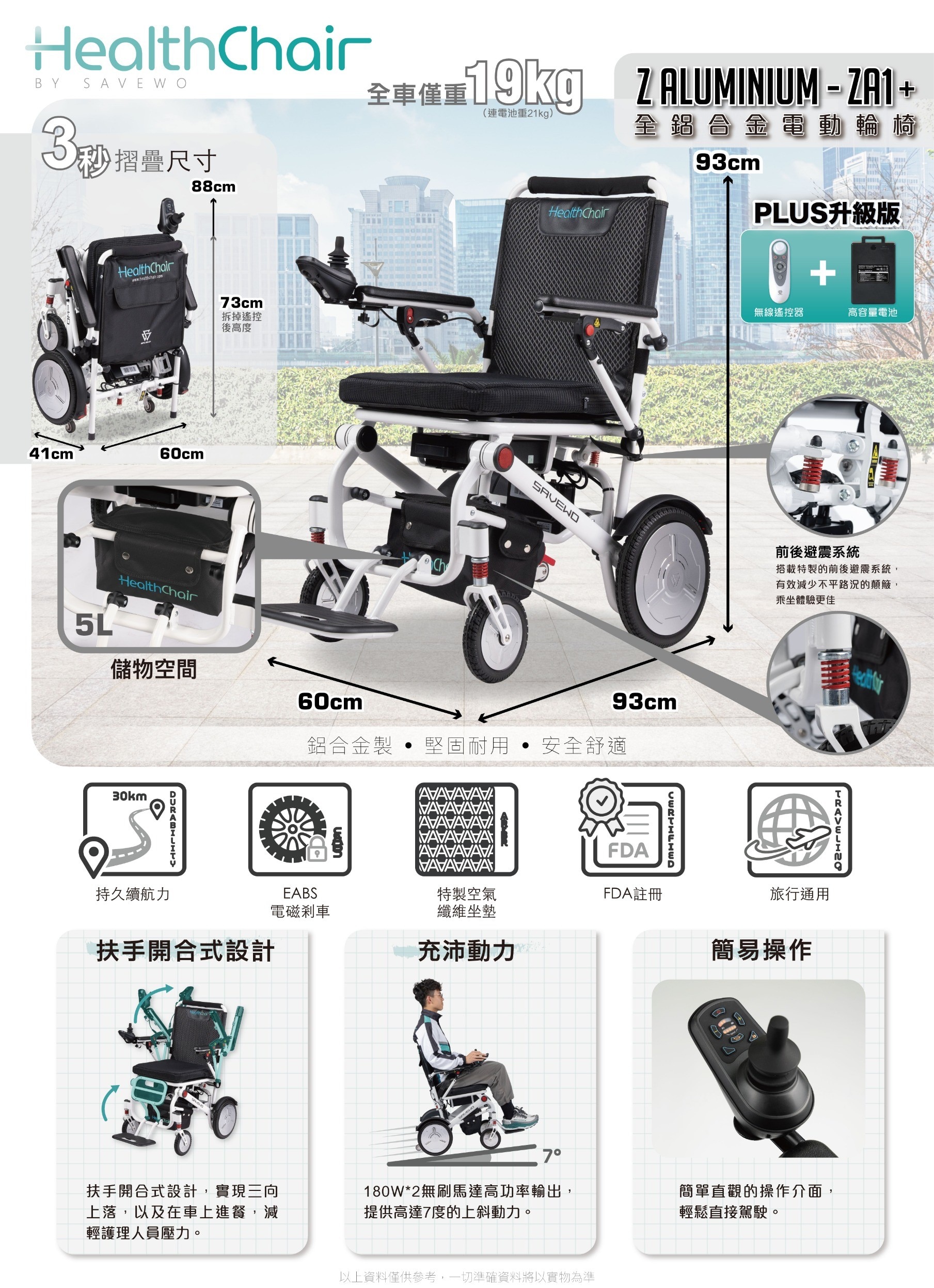 SAVEWO ZA1+ 全鋁合金電動輪椅