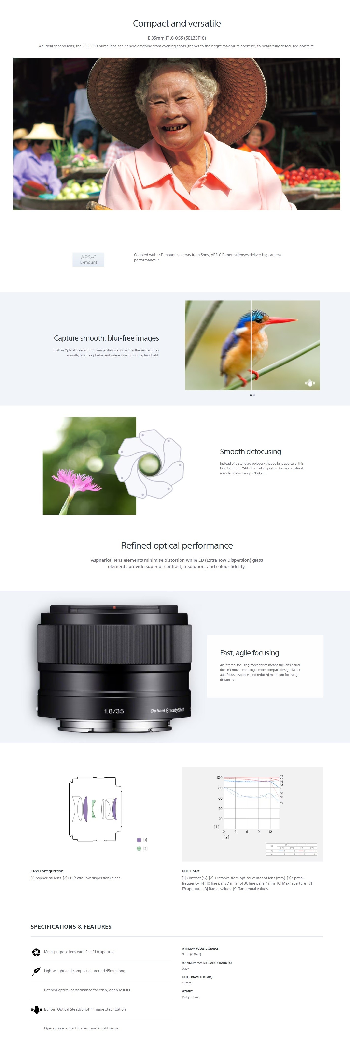 SONY E 35mm F1.8 OSS Lens (SEL35F18)