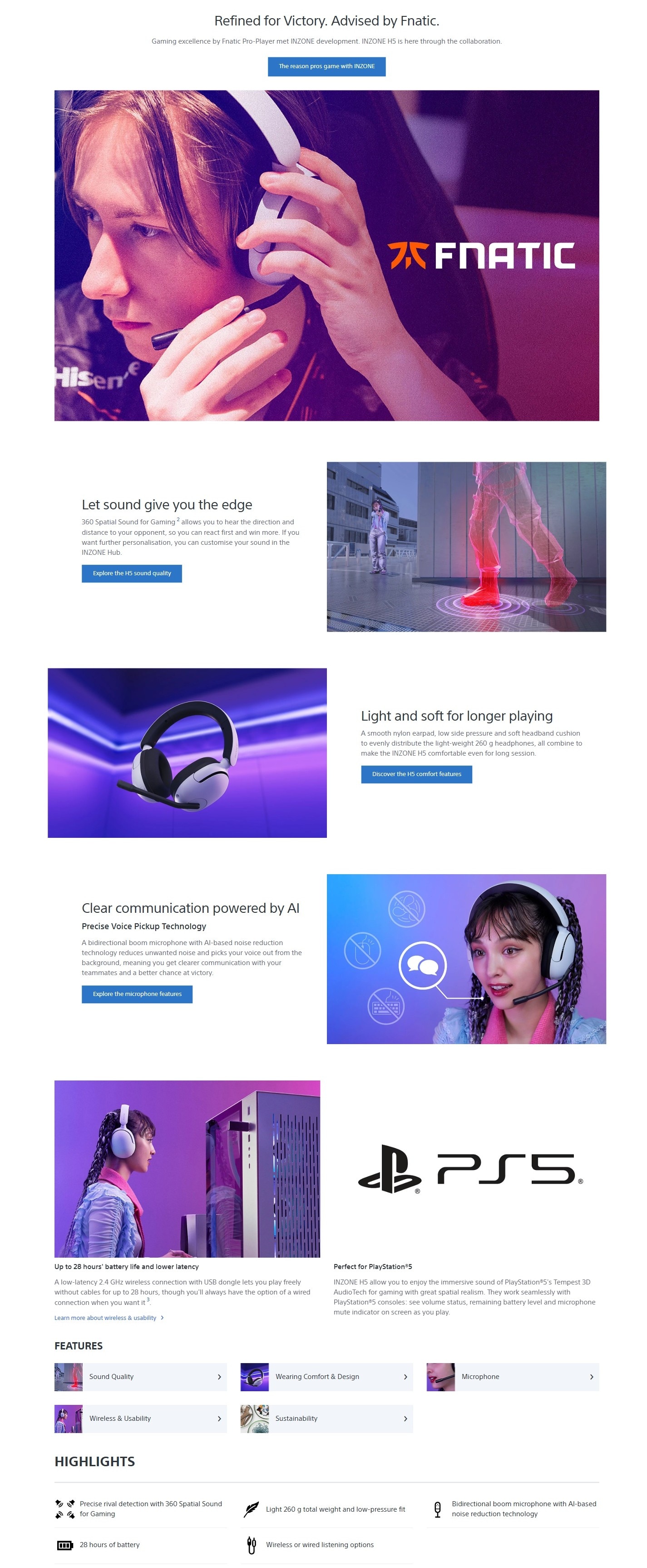 SONY INZONE H5 Wireless Gaming Headset