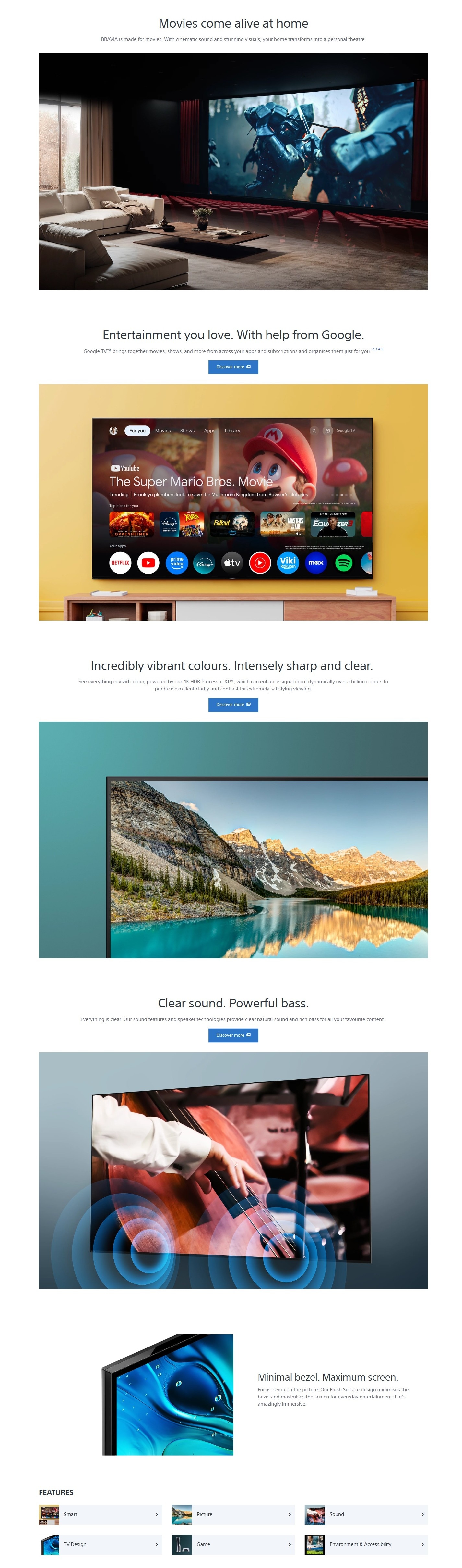 SONY S30 BRAVIA 3 4K HDR Processor X1™ 4K Ultra HD HDR Google TV