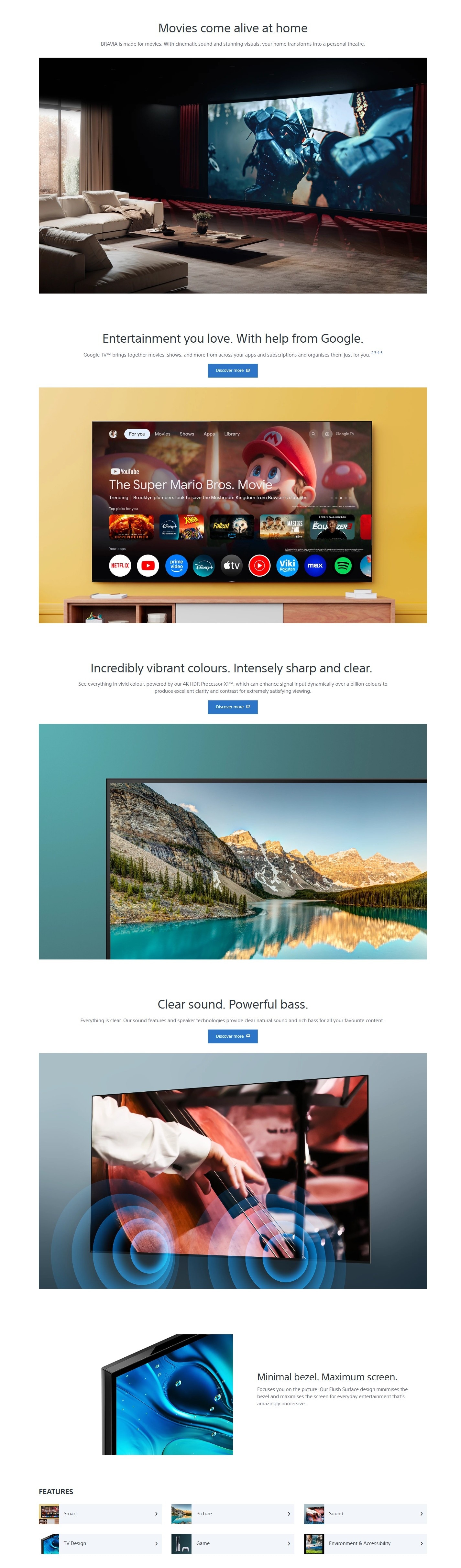 SONY S31H BRAVIA 3 4K HDR Processor X1™ 4K Ultra HD HDR Google TV