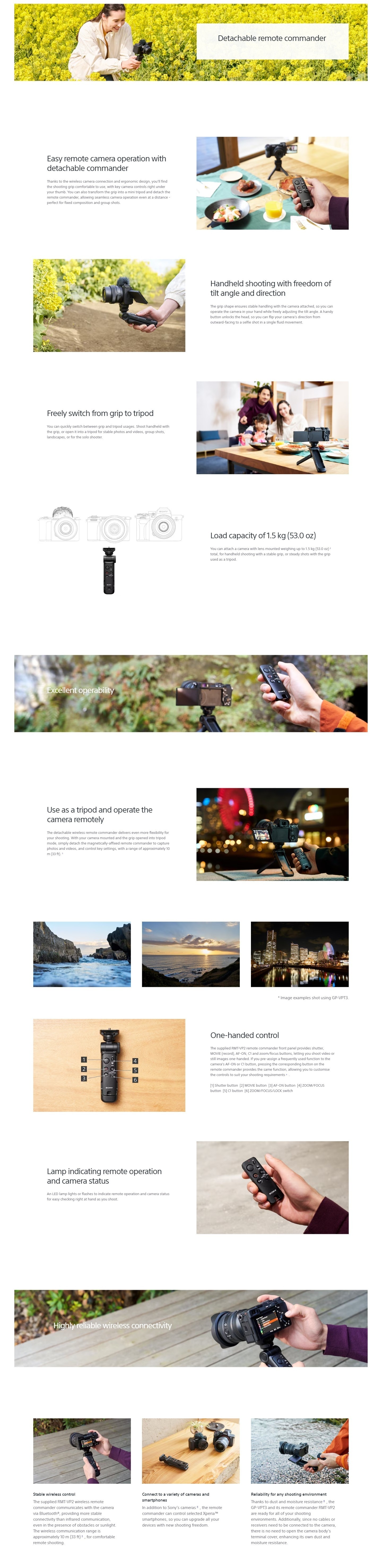 SONY GP-VPT3 Bluetooth Wireless Shooting Grip Camera Tripods