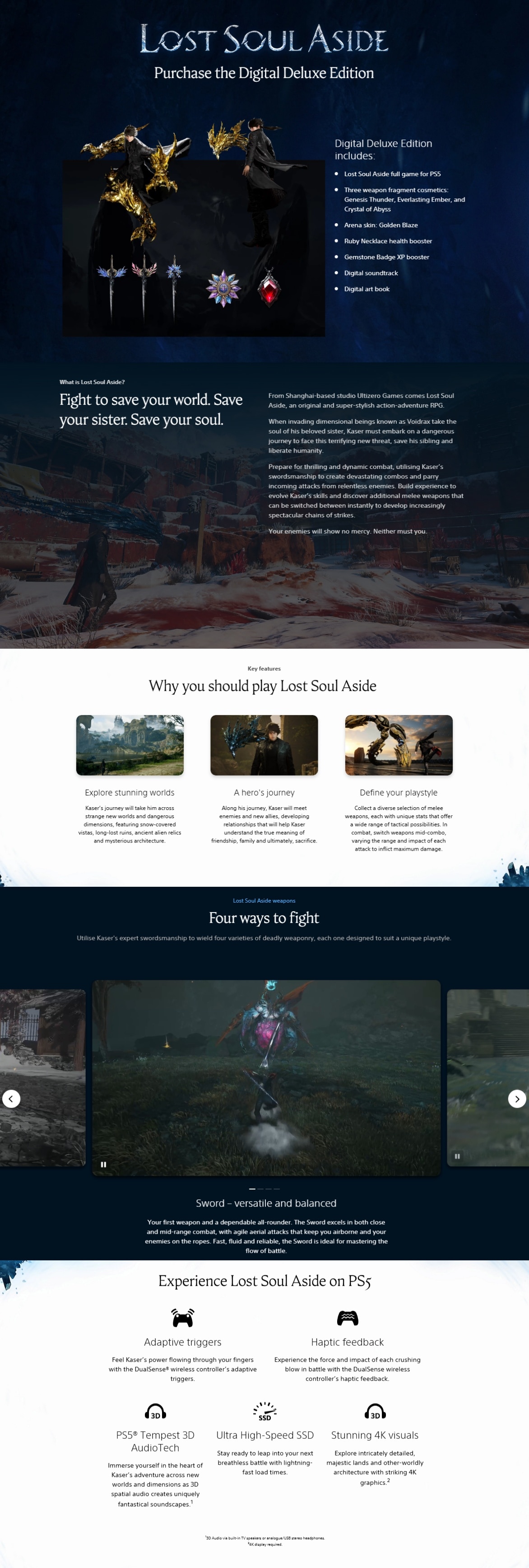 SONY Lost Soul Aside Game Software