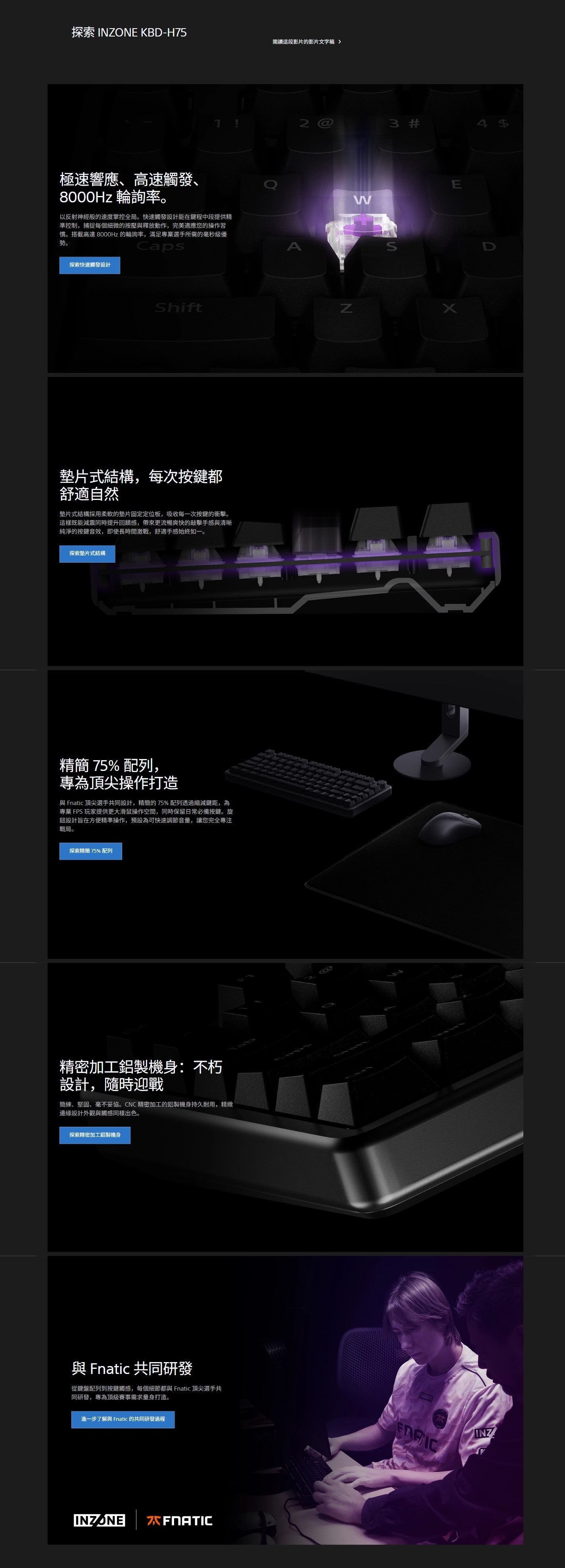 SONY 索尼 INZONE KBD-H75遊戲鍵盤