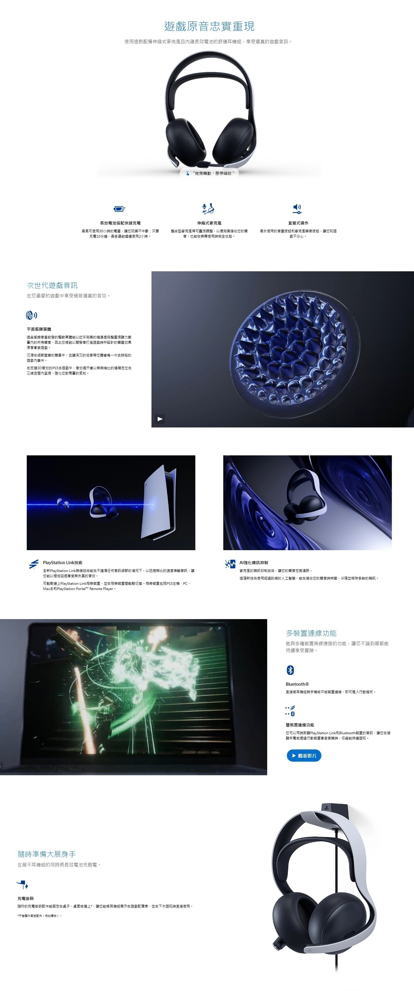 SONY 索尼 PULSE Elite wireless headset CFI-ZWH2GC 遊戲主機配件