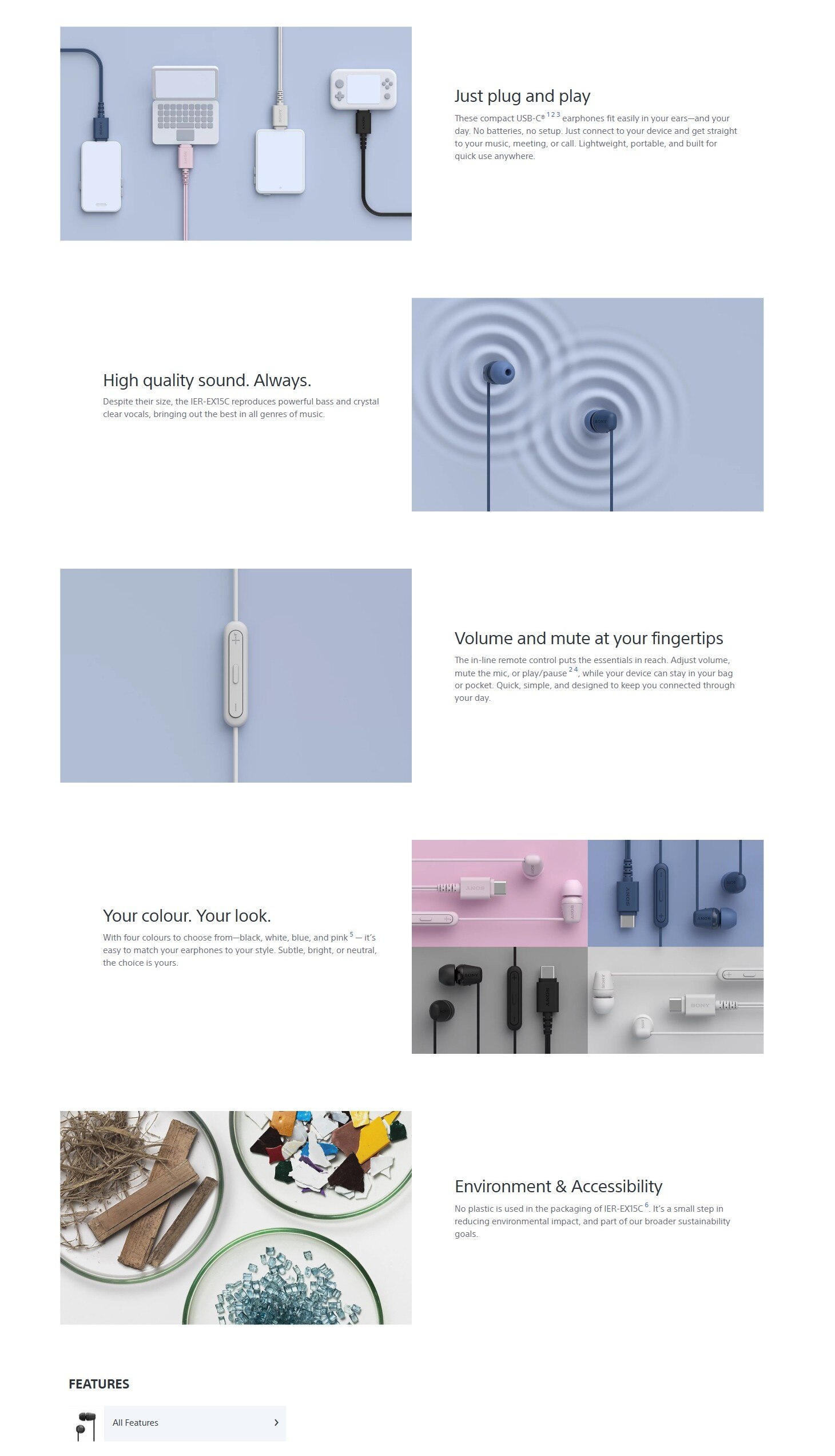 SONY USB-C® Wired In-ear Headphones