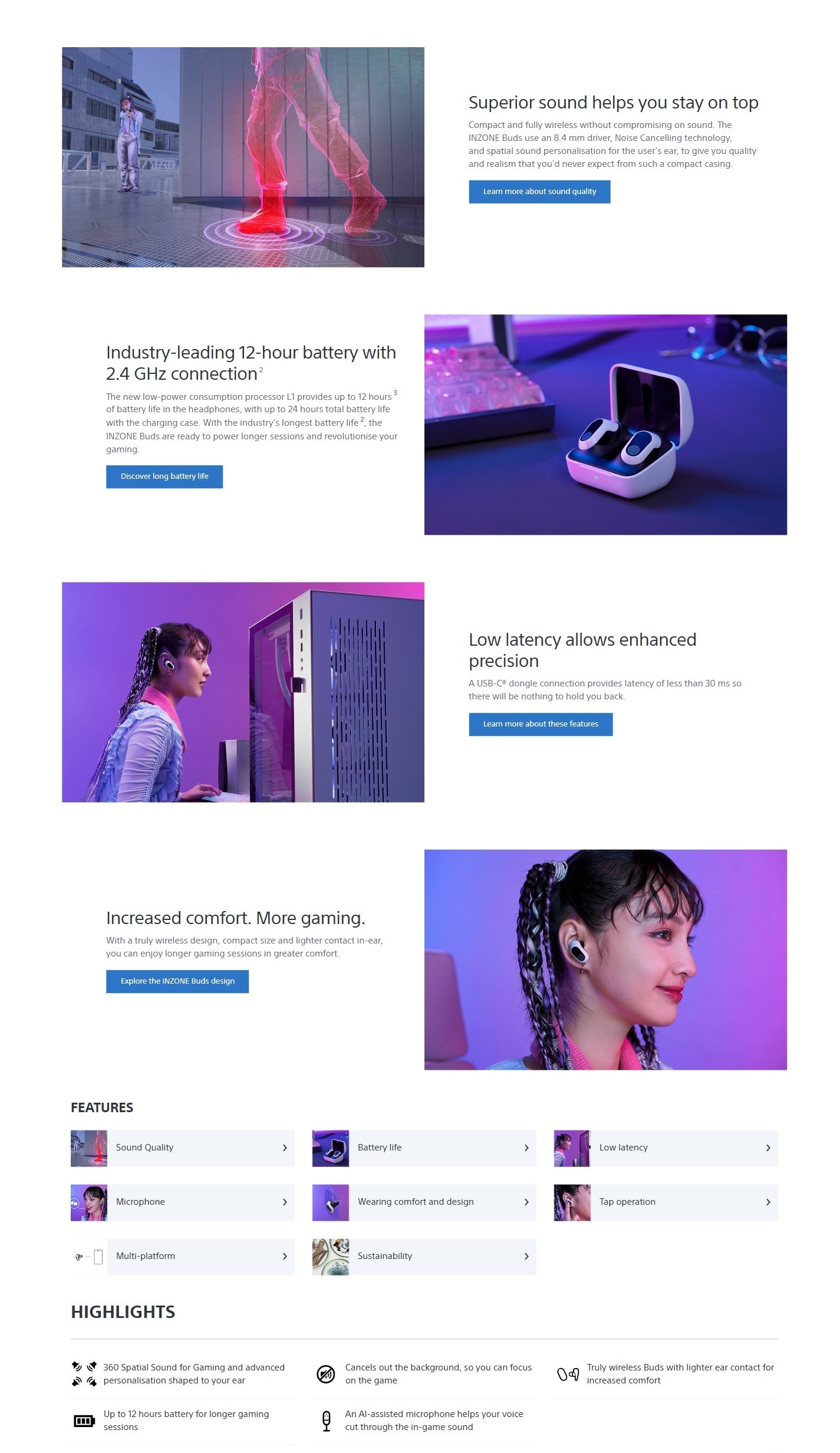 SONY INZONE Buds Truly Wireless Noise Cancelling Gaming Earbuds