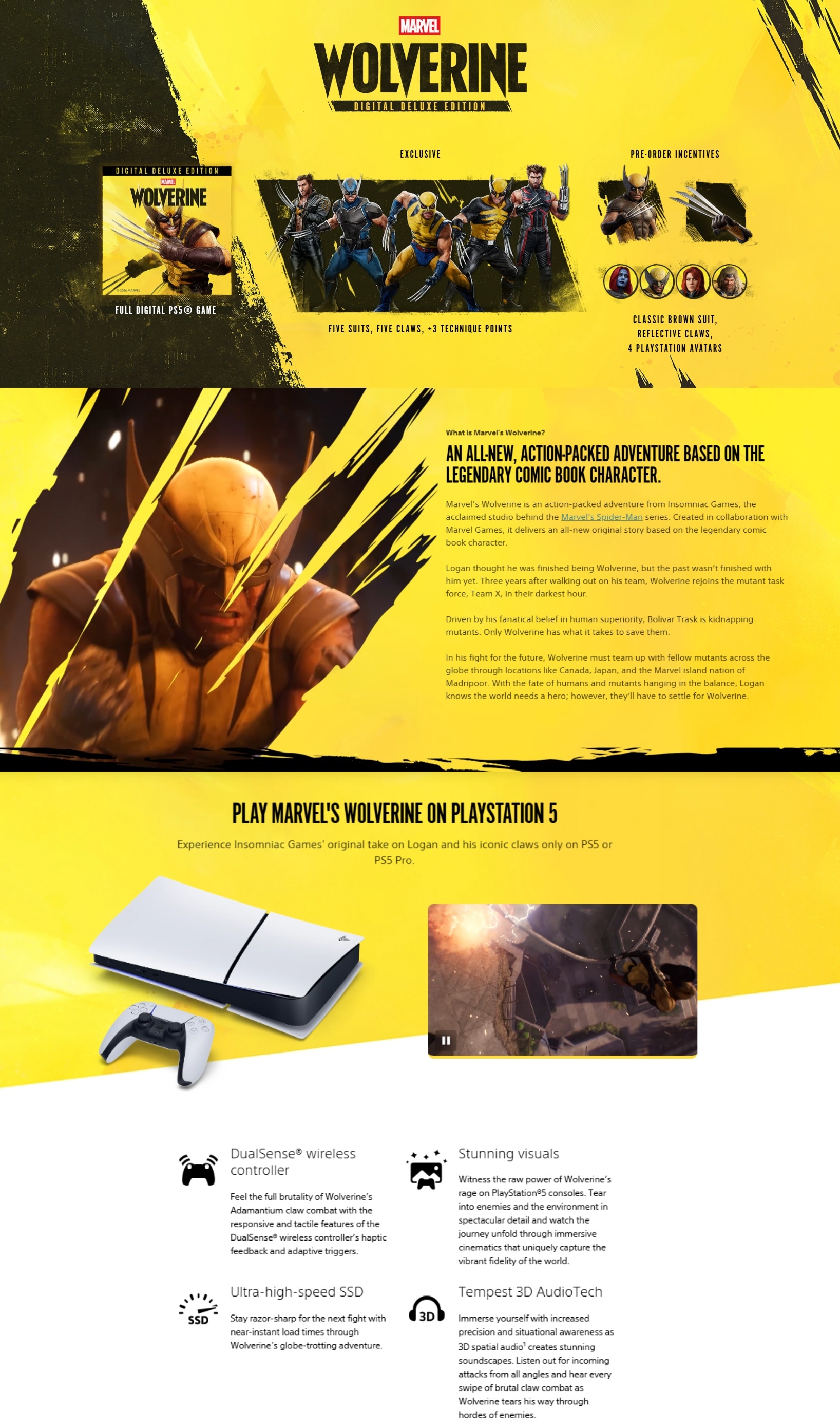 SONY 索尼 PS5 Marvel's Wolverine《漫威金狼人》 遊戲軟件