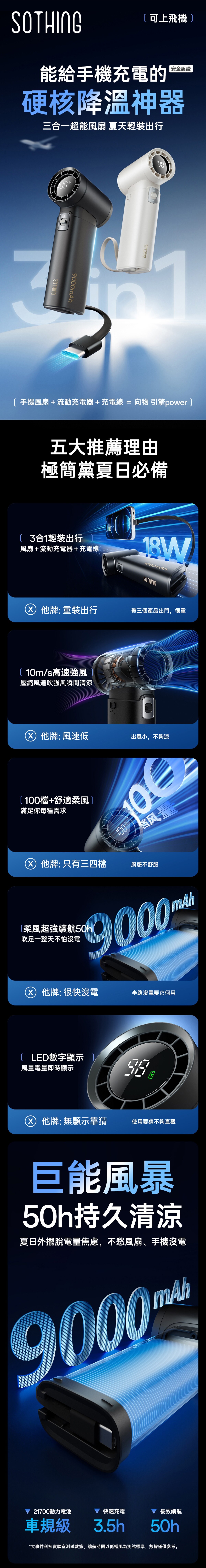 SOTHING Engine Power 流動電源手提高速 風扇