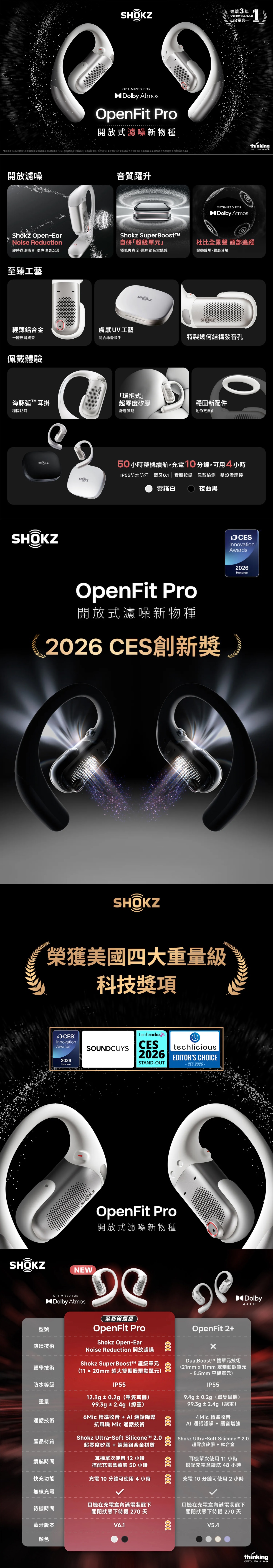 Shokz OpenFit Pro T010 開放式濾噪耳機