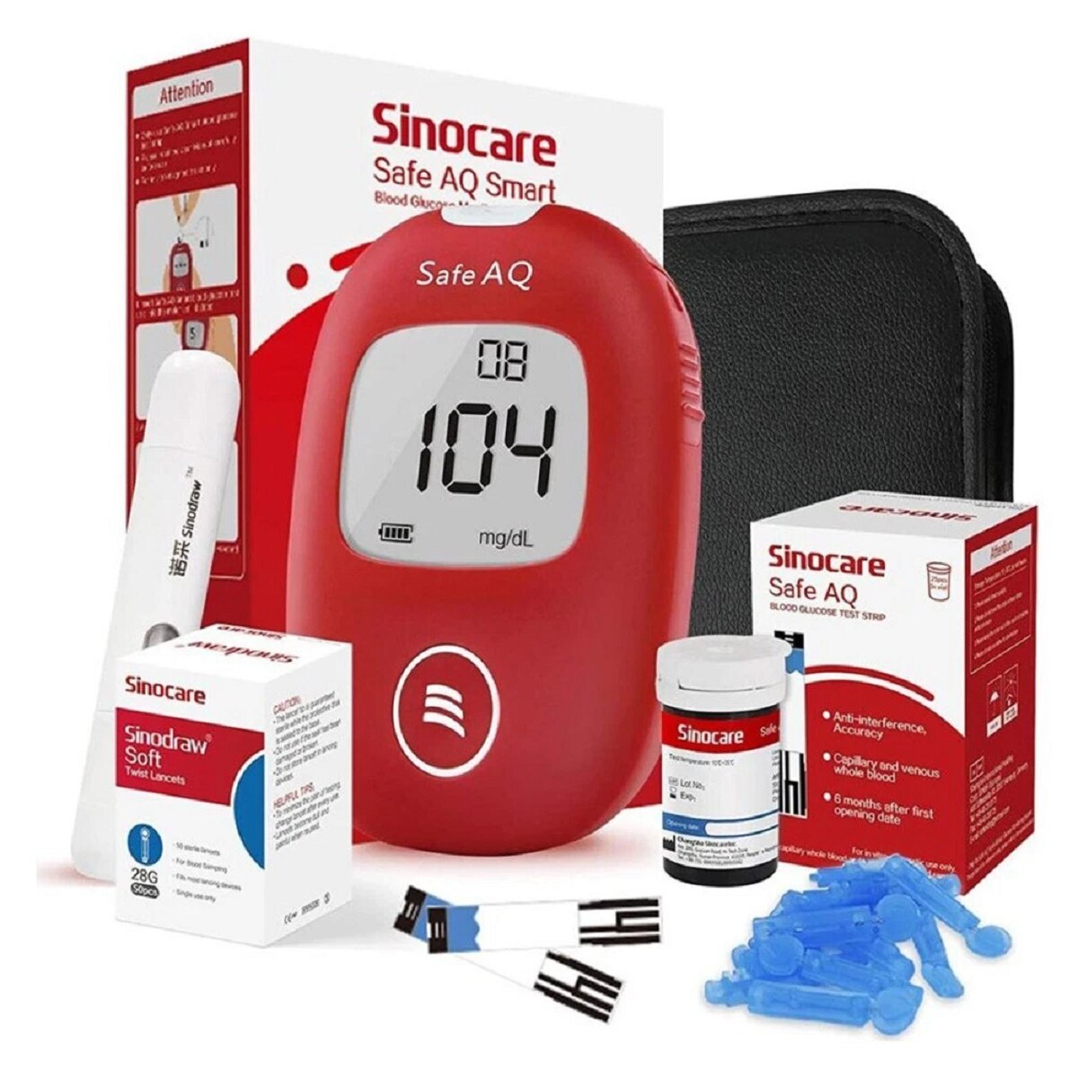 Sinocare Safe AQ Smart 血糖機套裝 (主機+50試紙+50採血針)