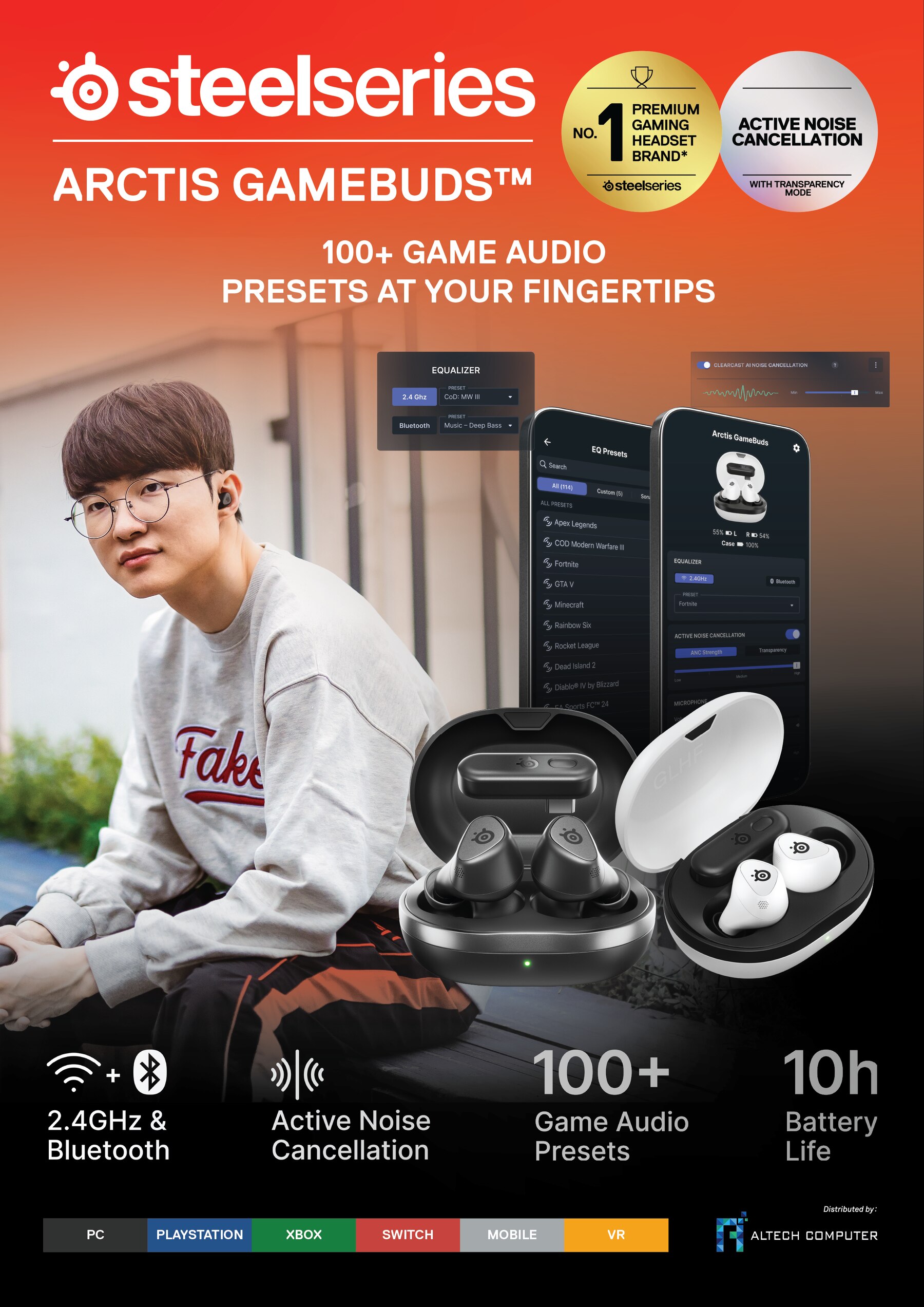 SteelSeries Arctis GameBuds 真無線遊戲耳機 (PS版 黑色) - 61680 耳塞