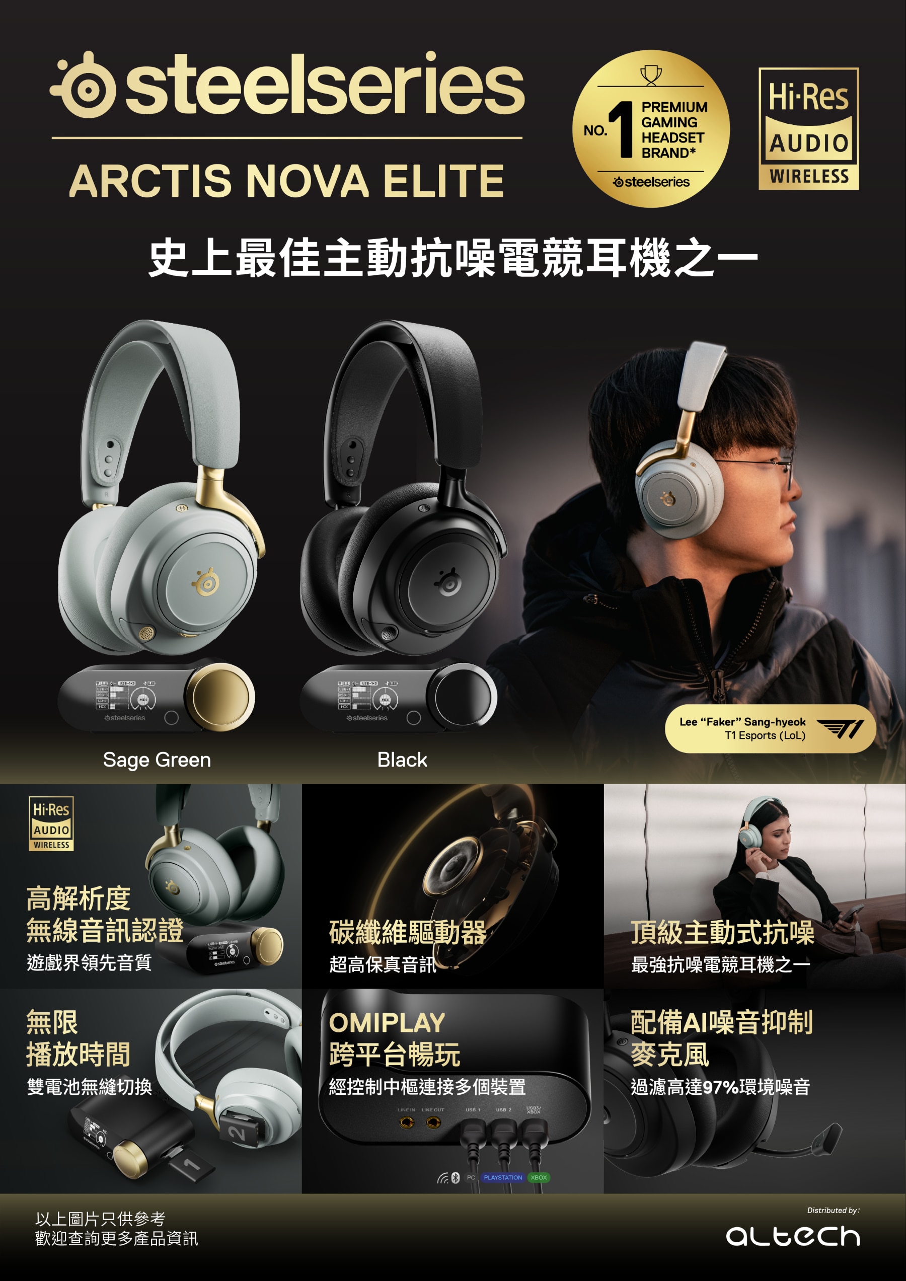 SteelSeries Arctis Nova Elite Hi-Res 無線降噪遊戲耳機