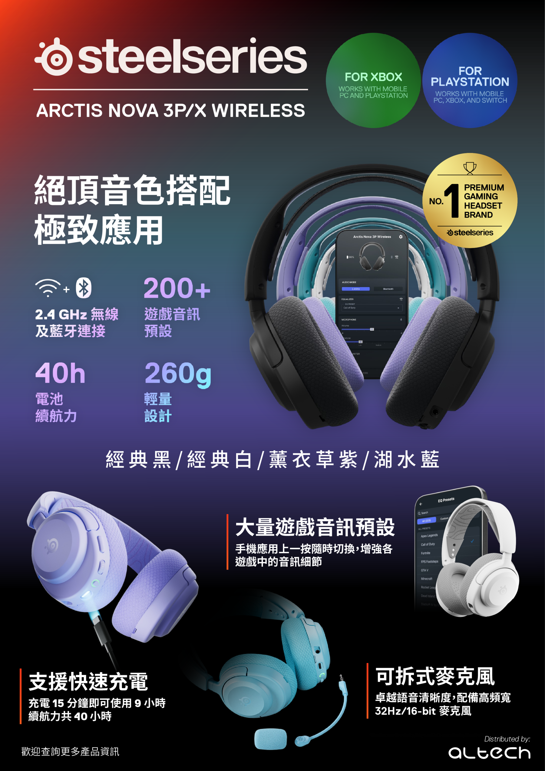 SteelSeries Arctis Nova 3P 無線多平台電競耳機