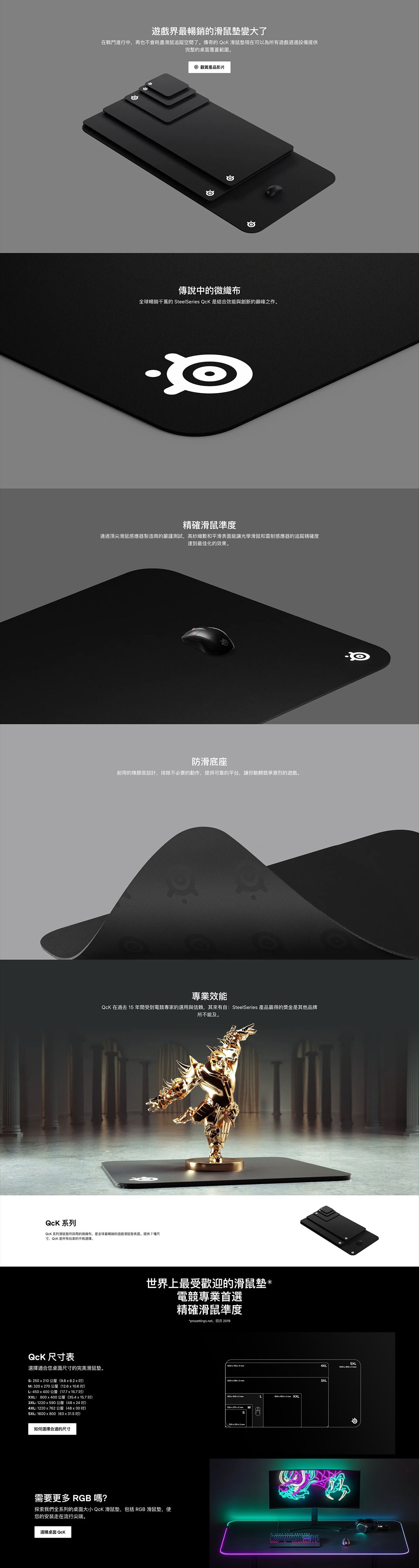 SteelSeries QcK Large 布質遊戲 滑鼠墊