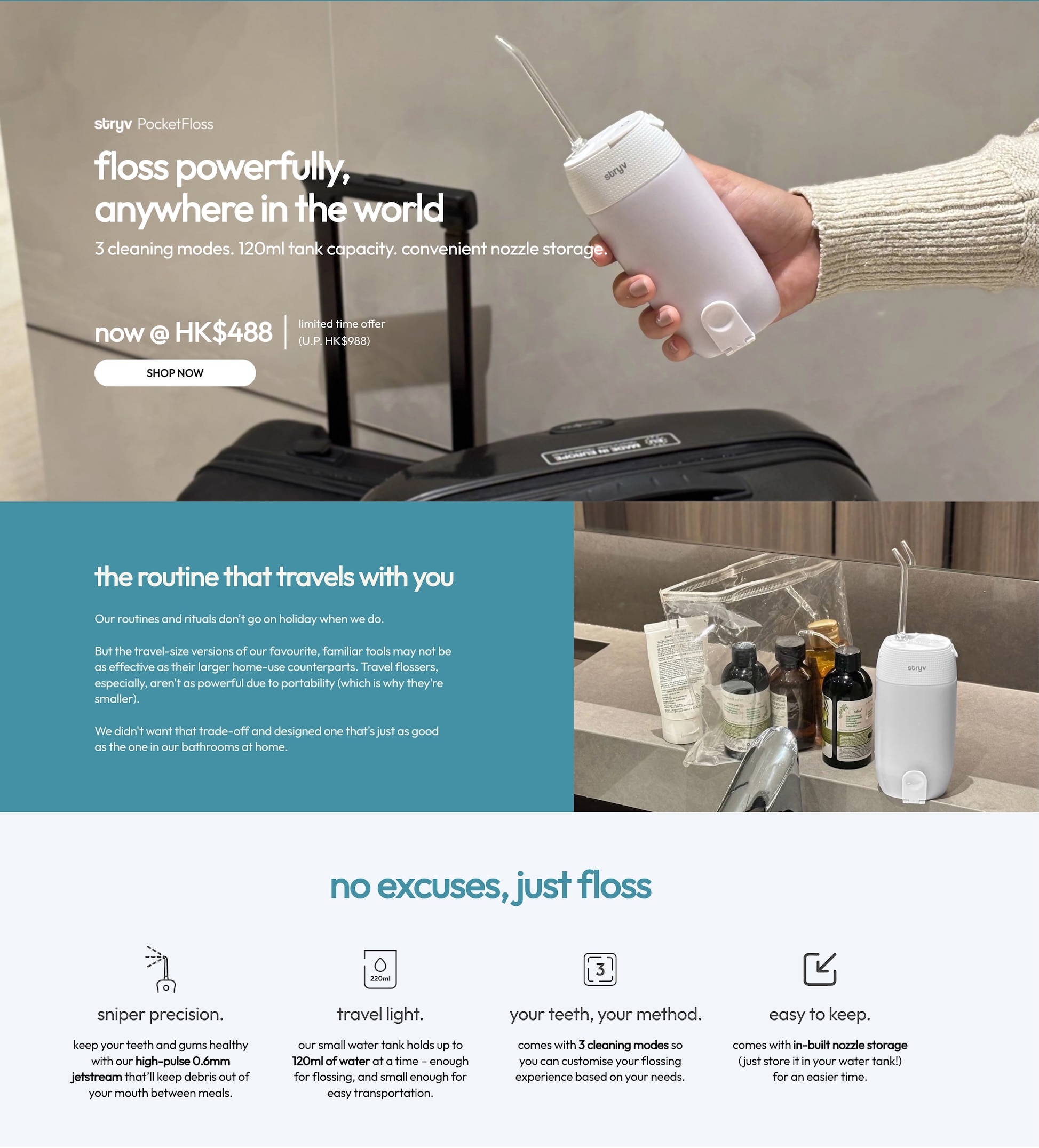 Stryv PocketFloss Travel-size water flosser