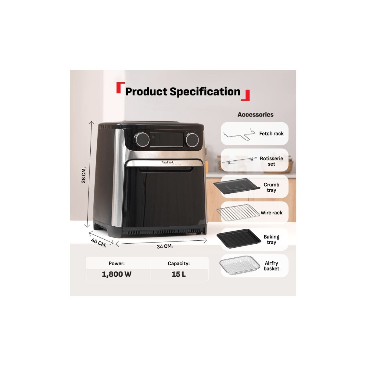 TEFAL FW556D Multifunction 15L Air fryer Oven