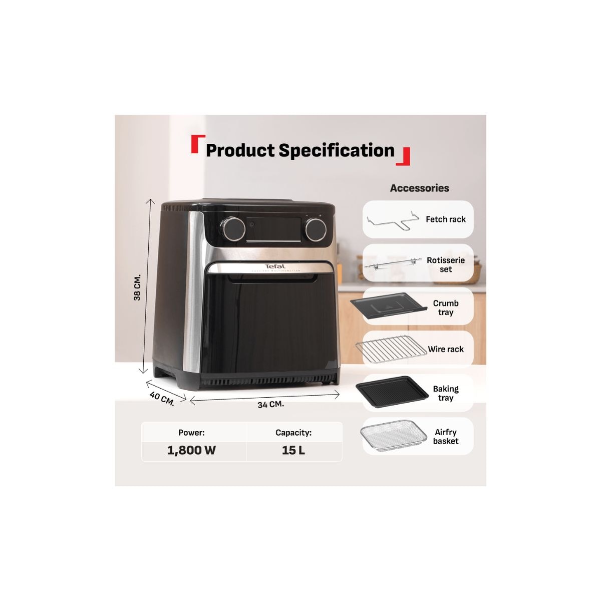 TEFAL 特福 FW556D 15升 多功能氣炸焗爐