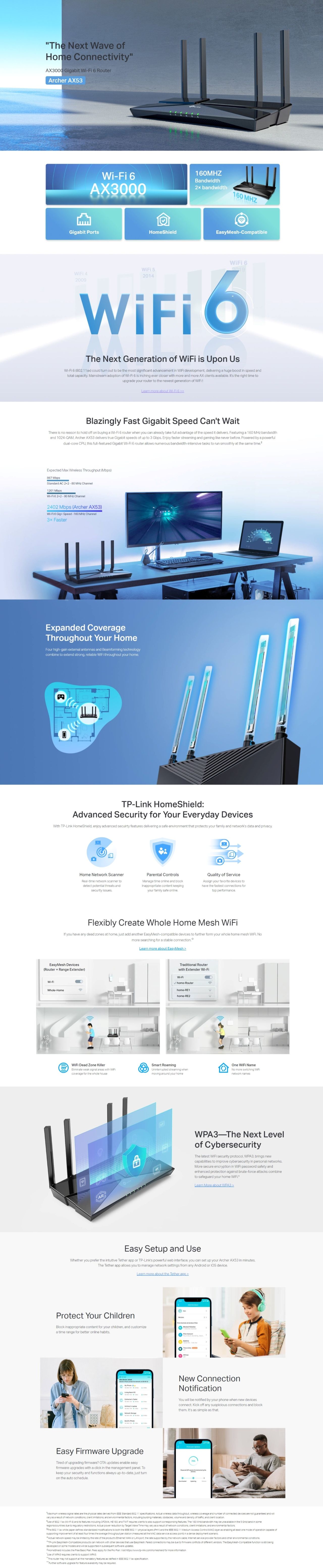 TP-Link Archer AX53 AX3000 Dual-Band Wi-Fi 6 EasyMesh Router