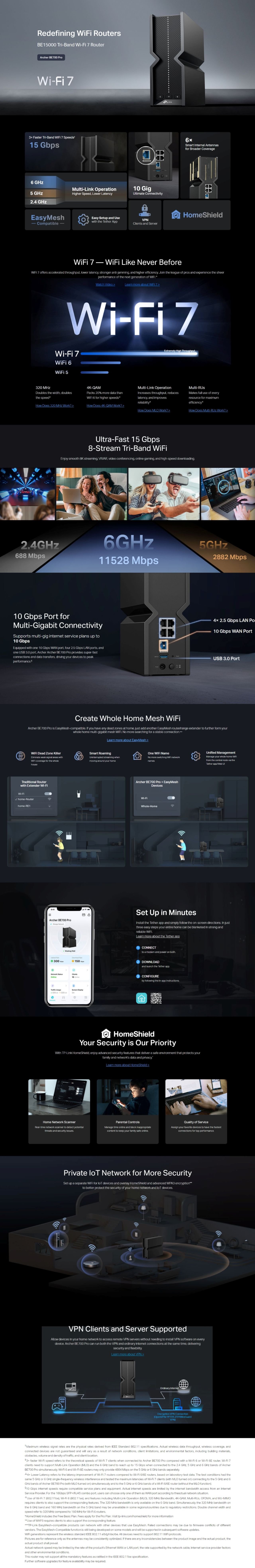 TP-Link Archer BE700 BE15000 Tri-Band Wi-Fi 7 EasyMesh Router